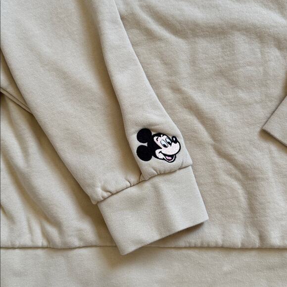 Disney Parks Mickey Mouse Peace Sign Beige Crewneck Sweatshirt Size L - Picture 4 of 6
